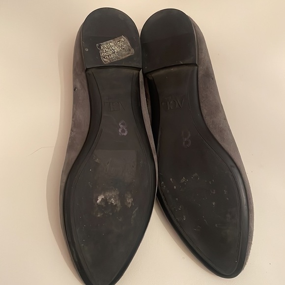 AGL Grey Suede Studded Flats EU 37.5 US size 7 pointed toe EUC Classy slip on - Picture 10 of 10